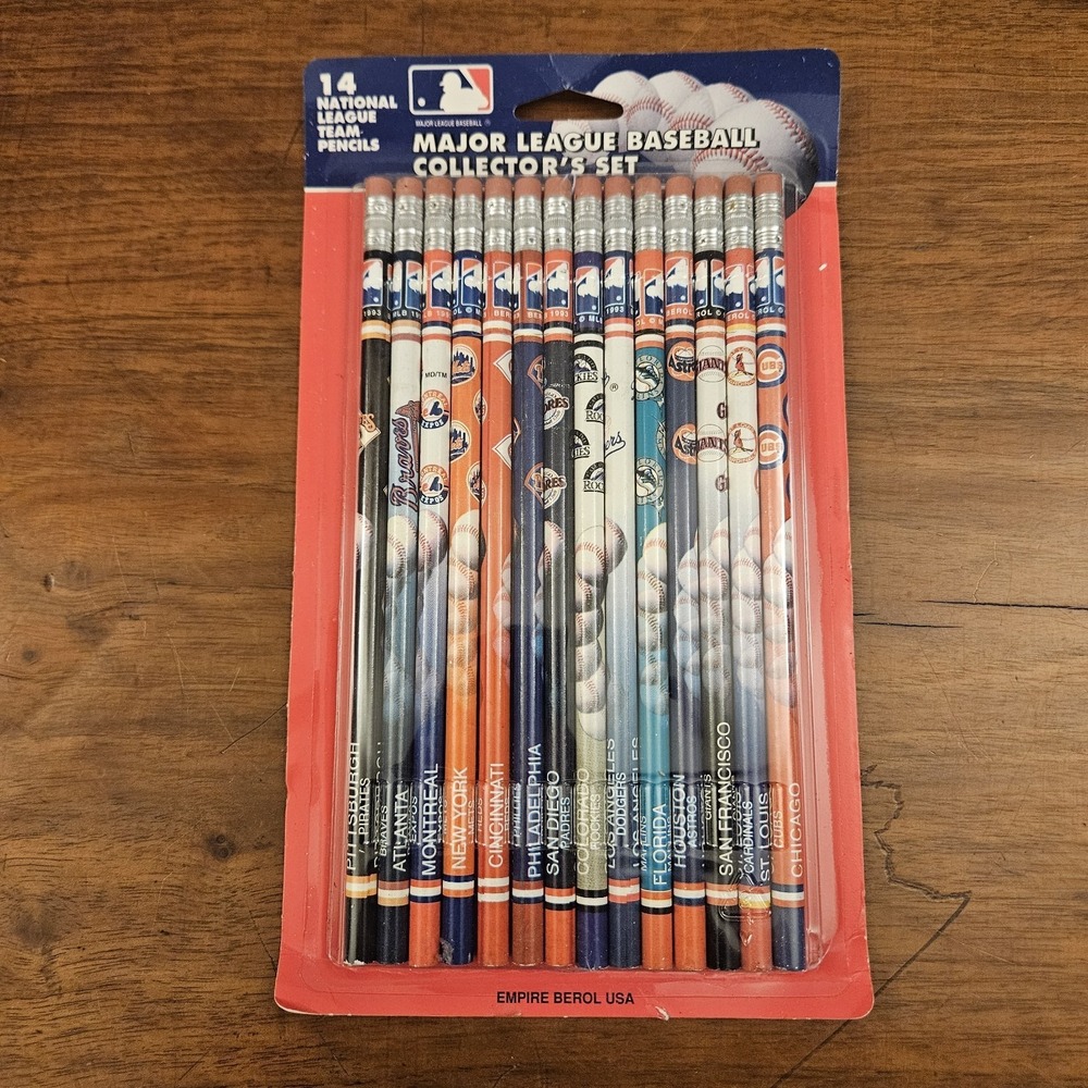 Vintage MLB American League Team Pencils Collectors Set Of 14 Sealed 1993